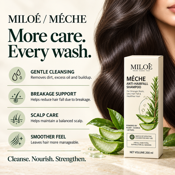 Miloé Méche Anti-Hairfall Shampoo 200ml | Caffeine, Niacinamide & Scalp Care