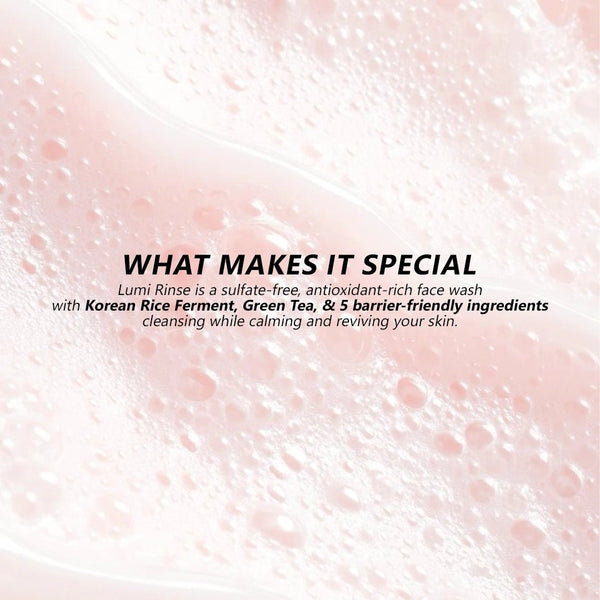 Lumi Rinse Face Wash – Soothing Cleanser with Rice Ferment & Centella Asiatica - Miloe